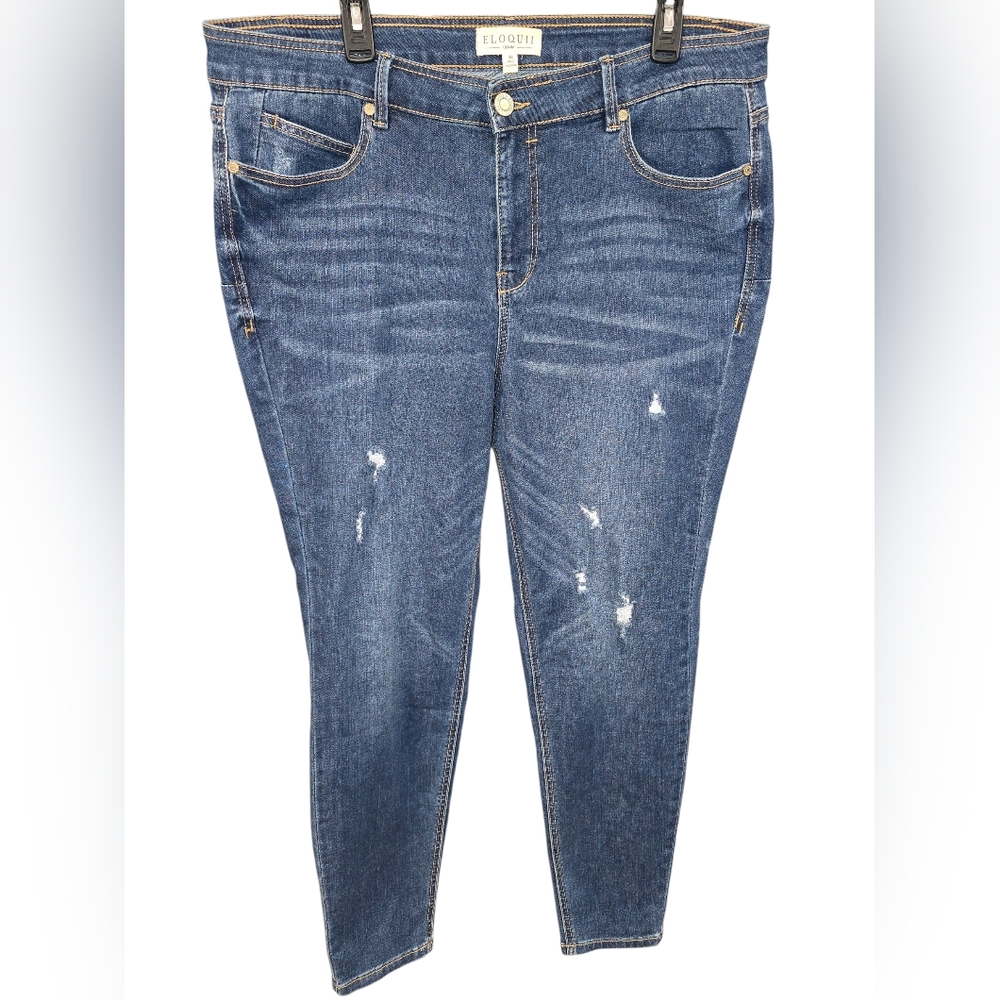 ELOQUII Denim Plus Size 18 Dark Wash Stretch Jeans High Rise Skinny Jean
